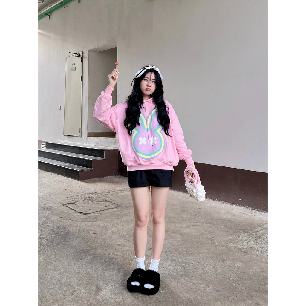 Áo Khoác Hoodie Bad Rabbit NEON RABBIT HOODIE - BLUSH - Local Brand Chính Hãng