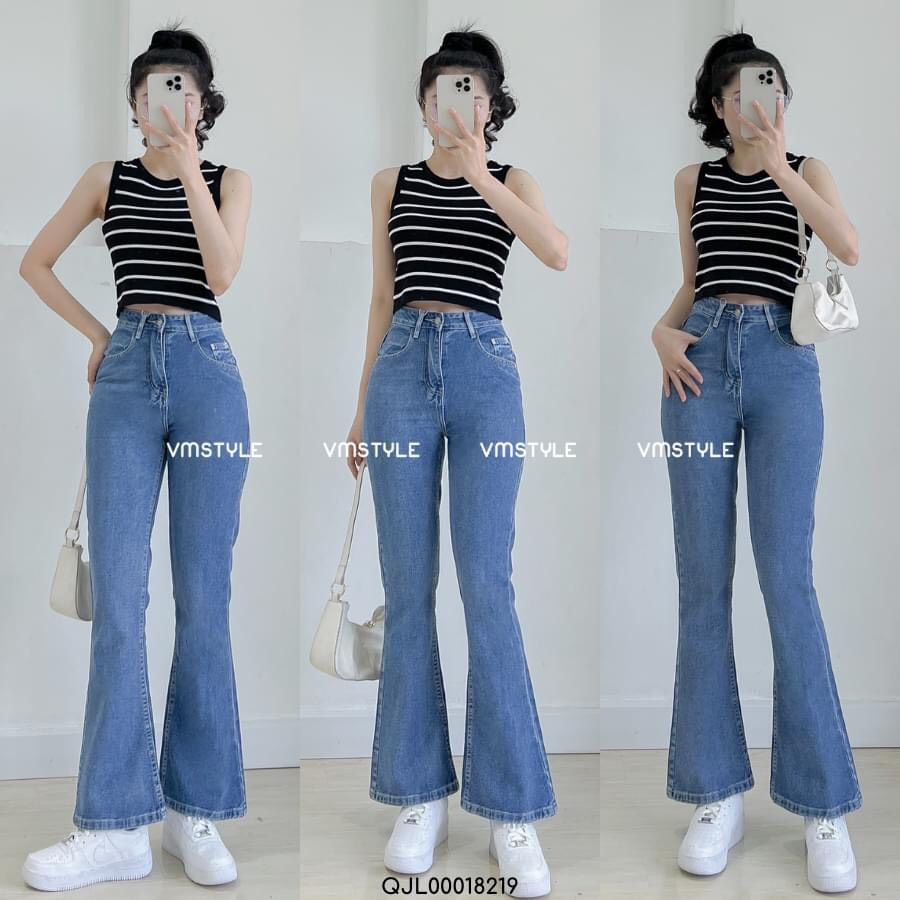 Quần jean bò ống loe đứng xẻ tà gấu co giãn ống rộng suông xuông nữ jeans cạp cao phong cách Hàn Quốc 2023 | BigBuy360 - bigbuy360.vn