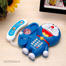 Đồ chơi điện thoại mèo kitty, tom, đoremon sáng đèn có nhạc cho bé