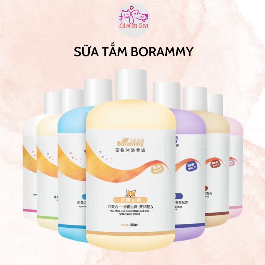 Sữa tắm cho chó mèo, sữa tắm cho mèo chó Borammy 500ml giúp mượt lông, giảm ngứa