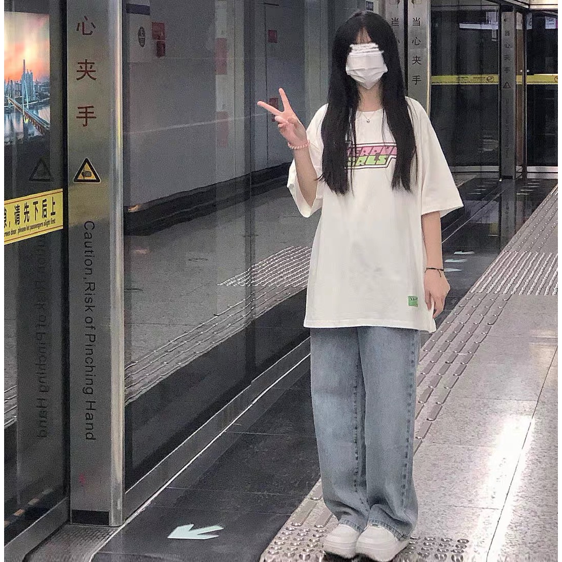 Quần jeans ống suông , Quần bò ống rộng học sinh Siêu cá tính 2023 m11