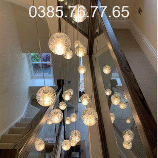 Bộ Đèn chùm, đèn thả thông tầng giọt nước dài 2-10 mét MIKO 059 + Kèm bóng LED 3 chế độ màu
