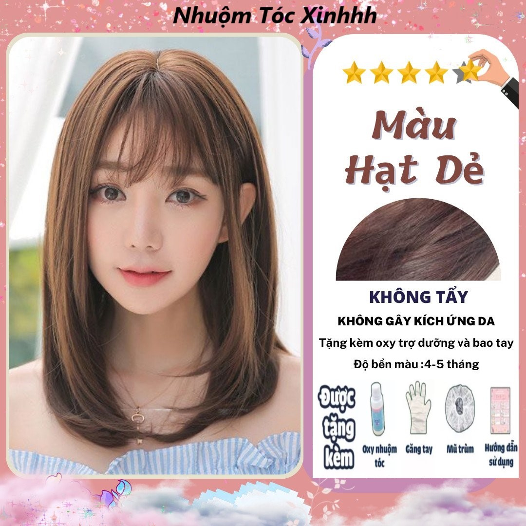 Thuốc Nhuộm Tóc Màu NÂU HẠT DẺ | sáng da tặng kèm oxy trợ nhuộm
