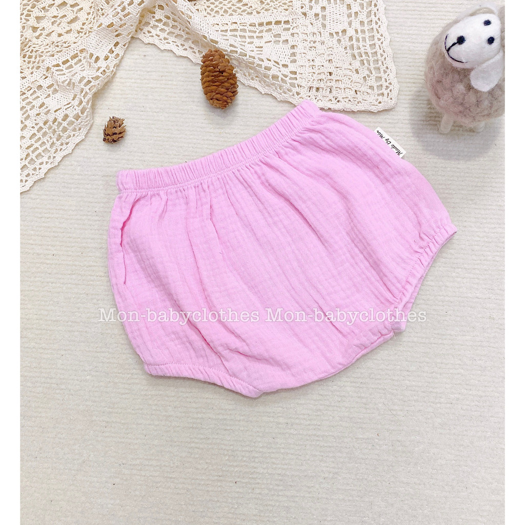 Quần bí vải xô muslin trơn cho bé gái bé trai 5-13kg