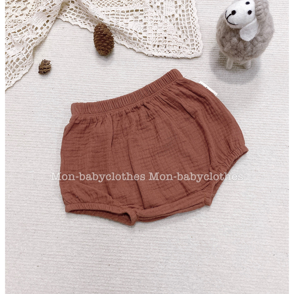 Quần bí vải xô muslin trơn cho bé gái bé trai 5-13kg