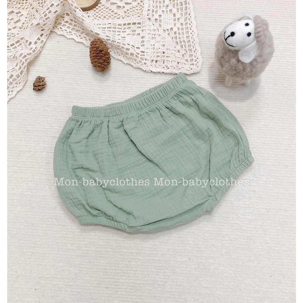 Quần bí vải xô muslin trơn cho bé gái bé trai 5-13kg