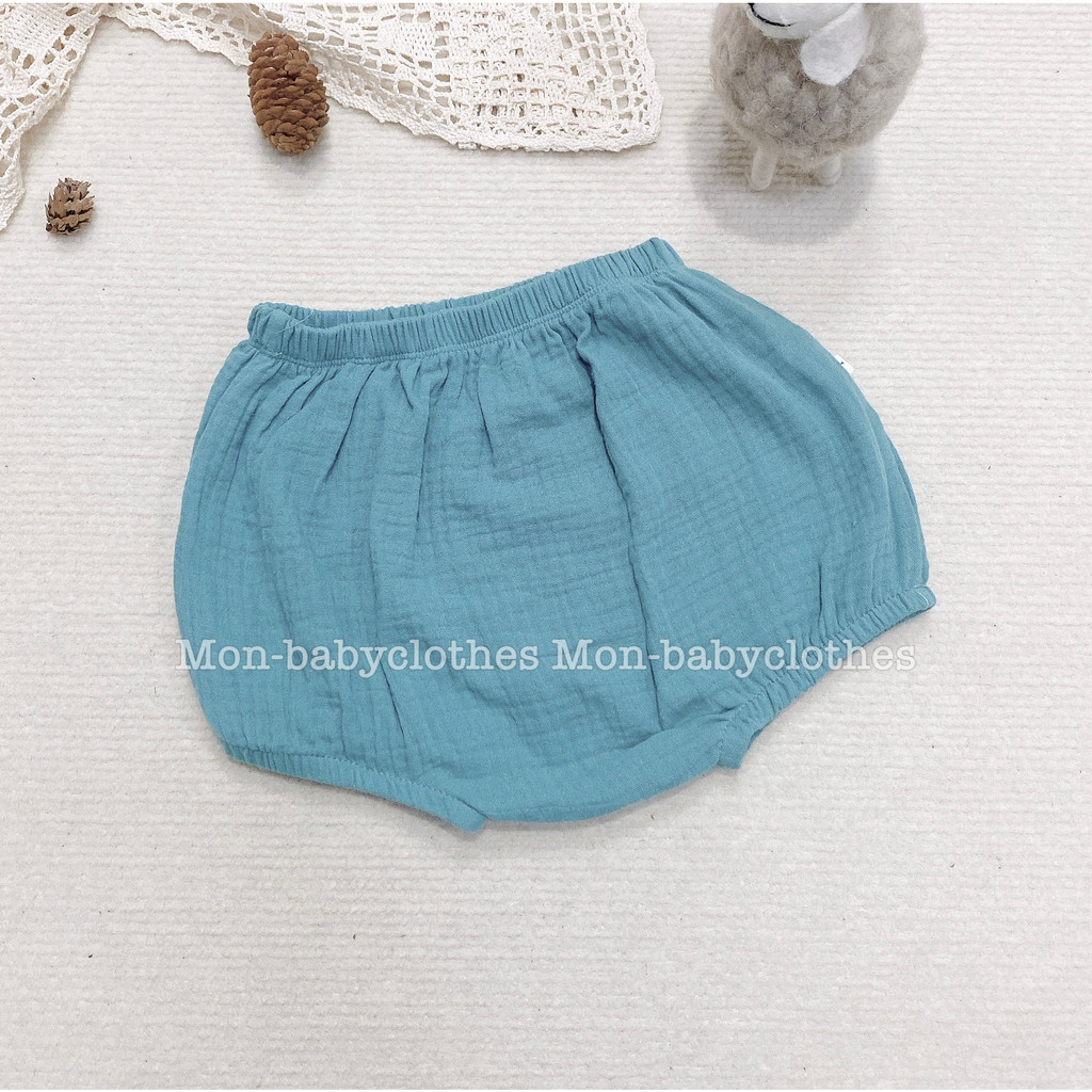 Quần bí vải xô muslin trơn cho bé gái bé trai 5-13kg