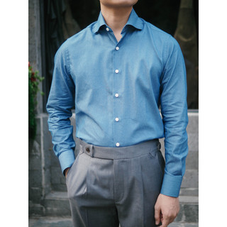 Áo sơ mi denim nhạt cổ spread premium kilee 2023