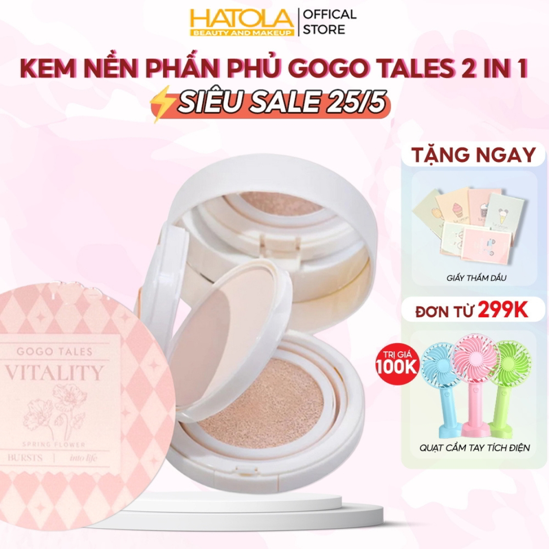 Cushion phấn phủ 2 in 1 Gogotales Light And Nude (GT361) Hatola