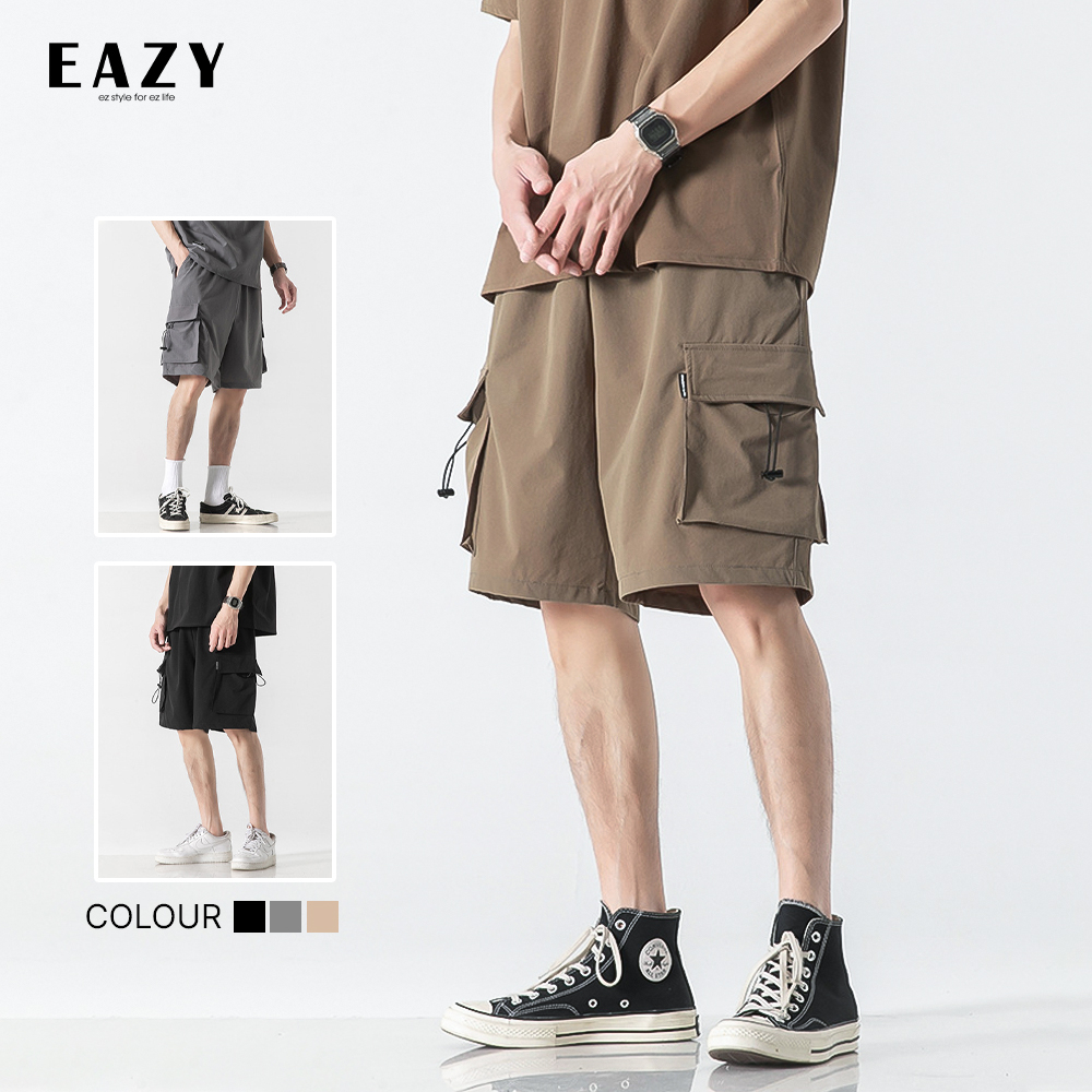 Quần short nam túi hộp thời trang vải lụa băng cao cấp siêu thoáng mát EAZY - SP04 , Quần ngố nam ống rộng thể thao