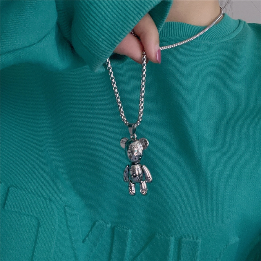 Dây Chuyền Nam Nữ Titan Mặt Gấu Bearbrick Phong Cách Hiphop Unisex siêu ngầu