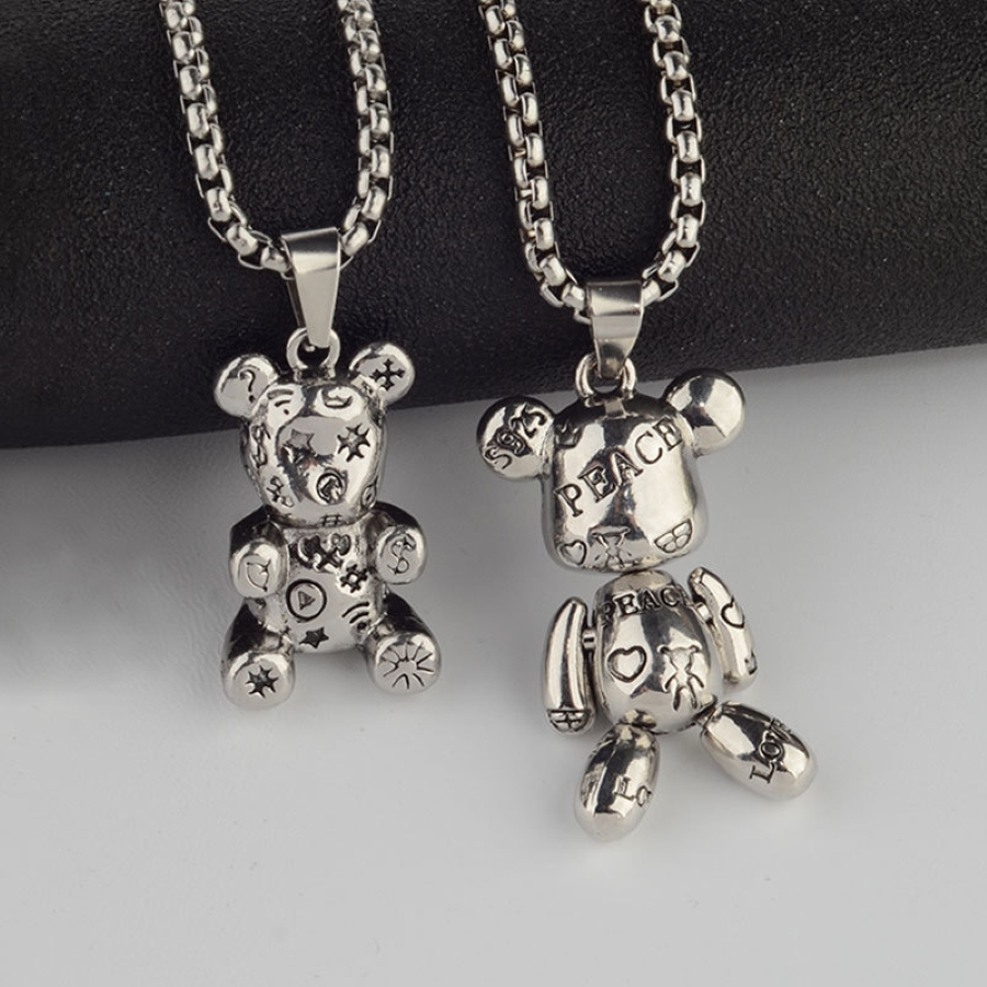 Dây Chuyền Nam Nữ Titan Mặt Gấu Bearbrick Phong Cách Hiphop Unisex siêu ngầu