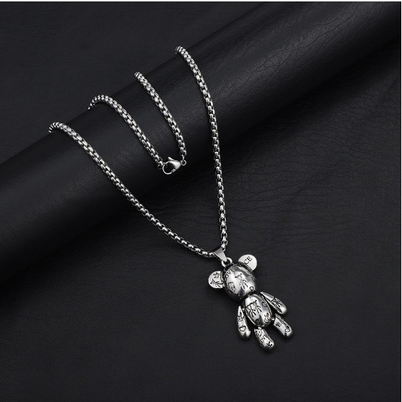 Dây Chuyền Nam Nữ Titan Mặt Gấu Bearbrick Phong Cách Hiphop Unisex siêu ngầu