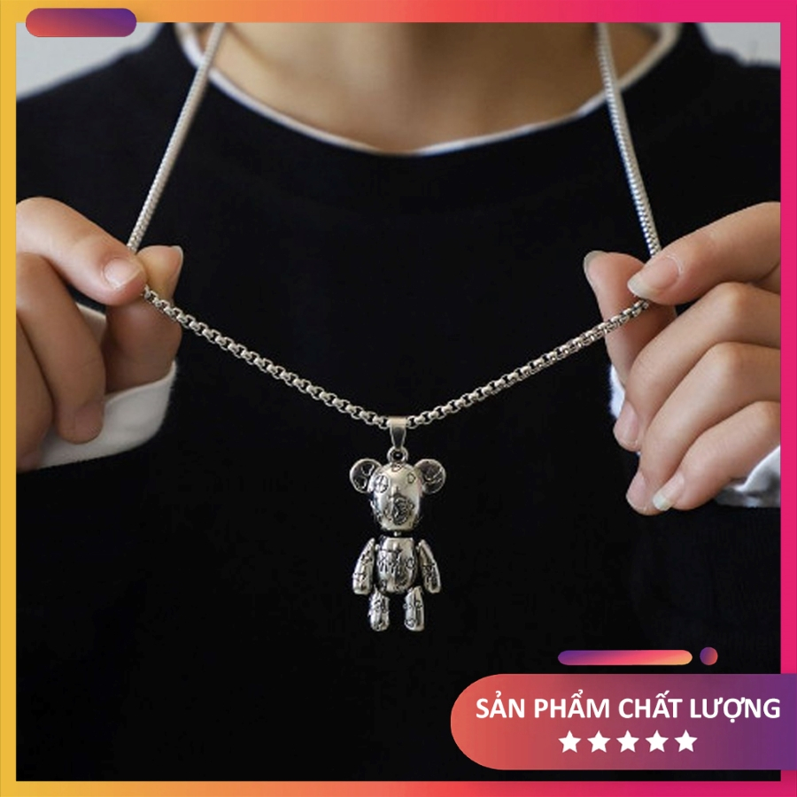 Dây Chuyền Nam Nữ Titan Mặt Gấu Bearbrick Phong Cách Hiphop Unisex siêu ngầu