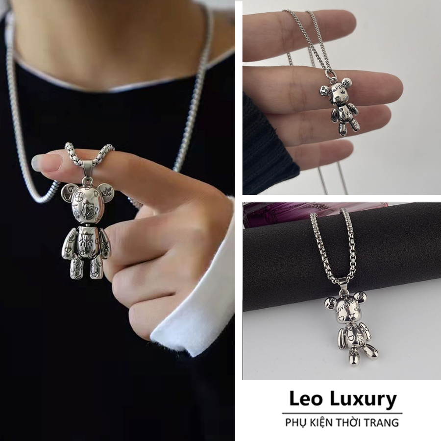 Dây Chuyền Nam Nữ Titan Mặt Gấu Bearbrick Phong Cách Hiphop Unisex siêu ngầu