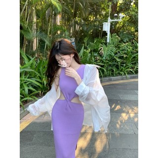 đầm len body cut eo