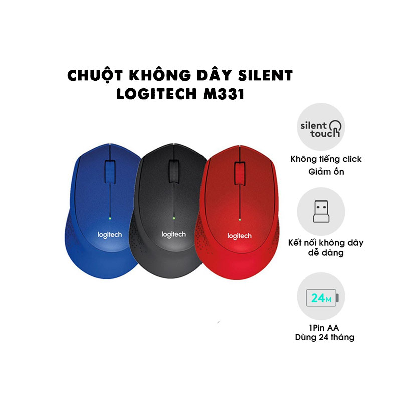 Chuột Logitech M331 Slient, Kết nối Usb không dây - Bảo hành 12 tháng chính hãng