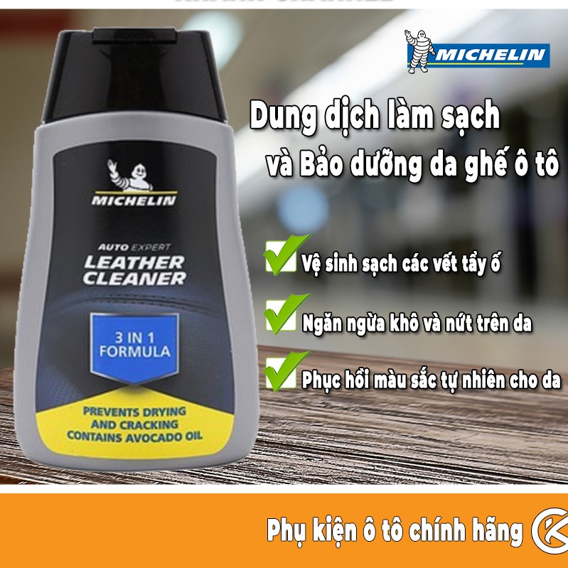 Dung Dịch Chăm Sóc Và Dưỡng Bóng Nội Thất Ô Tô Bằng Da MICHELIN Leather Cleaner 32187 250ml (Hàng Chính Hãng)