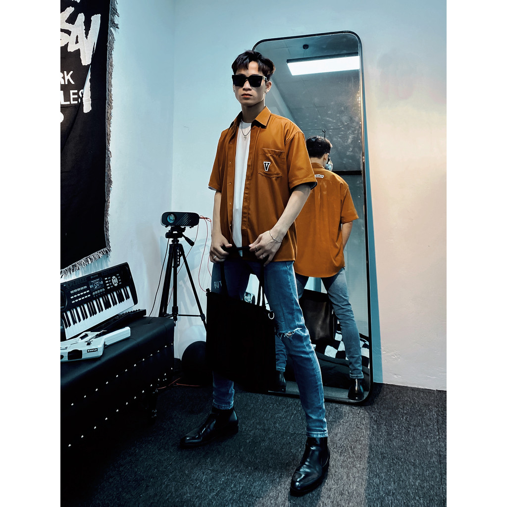 Áo sơ mi Vincent V logo White/ Dark blue/ Green/ Copper Brown | BigBuy360 - bigbuy360.vn