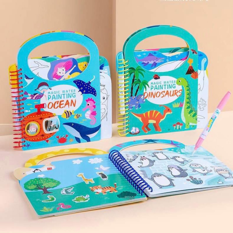 Sách tô màu nước ma thuật cho bé Hàn Quốc - COMBO 3 SÁCH