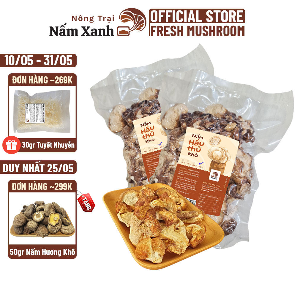 Nấm Hầu Thủ (Đầu Khỉ) Khô Túi 500gr 1kg Hầm Món Bắc Ngon Bổ - Nông Trại Nấm Xanh