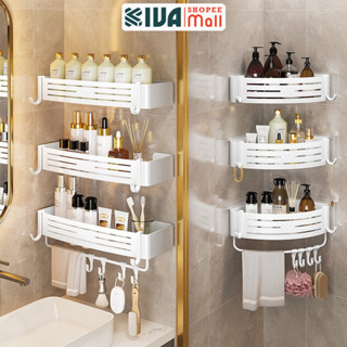 Kệ Đựng Đồ Nhà Tắm KIVA BIG ANGLE Màu Trắng Dán Góc Tường, Để Mỹ Phẩm, Dầu Gội Đầu, Để Đồ Nhà Tắm, Lắp Đặt Bằng 2 Cách.