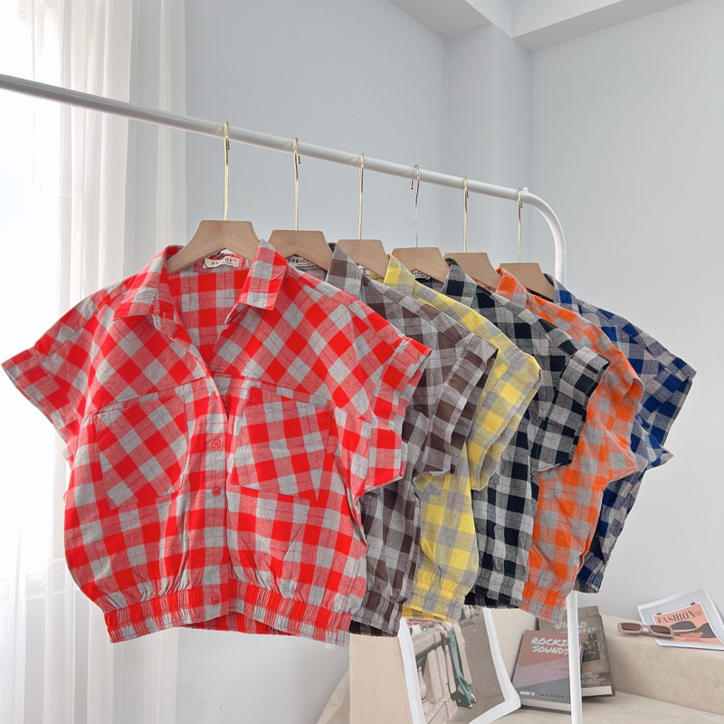 Áo SơMi Croptop Bo Gấu Phong Cách Hàn Quốc