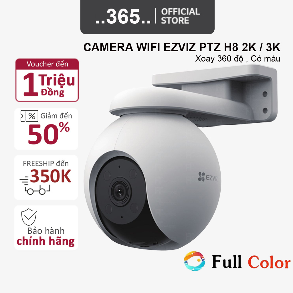 Camera ngoài trời wifi EZVIZ H8 Quad HD 2K Xoay 360 độ , Tích hợp AI ,Có màu ban đêm Chính Hãng - Bảo Hành 24 Tháng