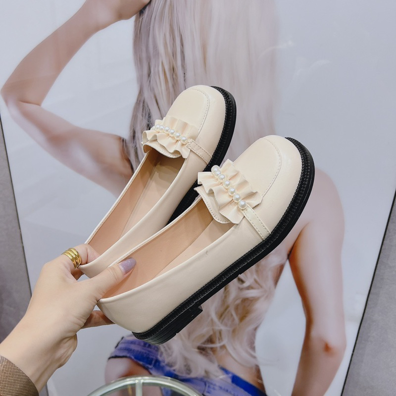 Giày lolita bèo nhún quai ngọc siêu xinh- form hơi rộng xíu-