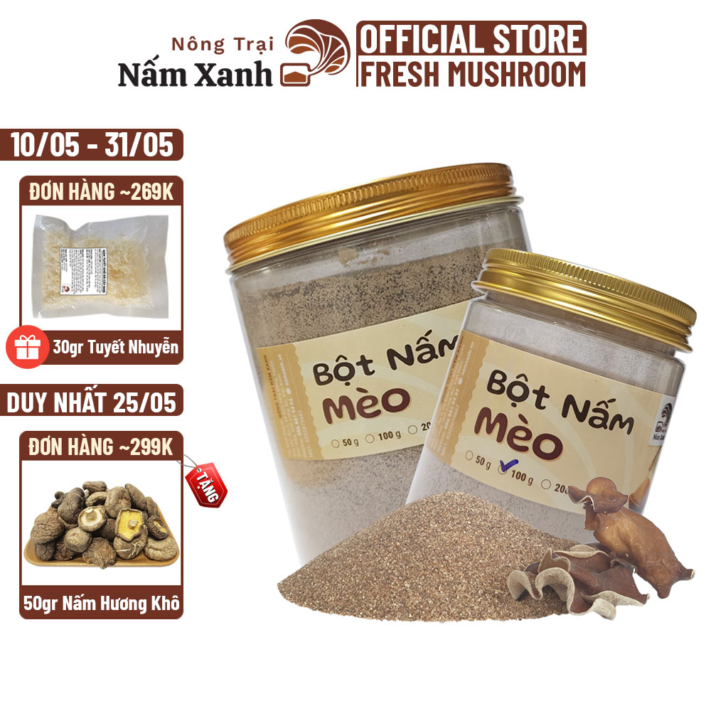 Bột Nấm Mèo (Mộc Nhĩ) 50gr 100gr 200gr Nêm Vị Ngon Giòn Dai Cho Món Ăn - Nông Trại Nấm Xanh