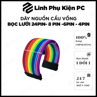 Dây nguồn cầu vồng bọc lưới 24Pin- 8 pin -6Pin - 4Pin lõi 16AWG cho VGA và CPU
