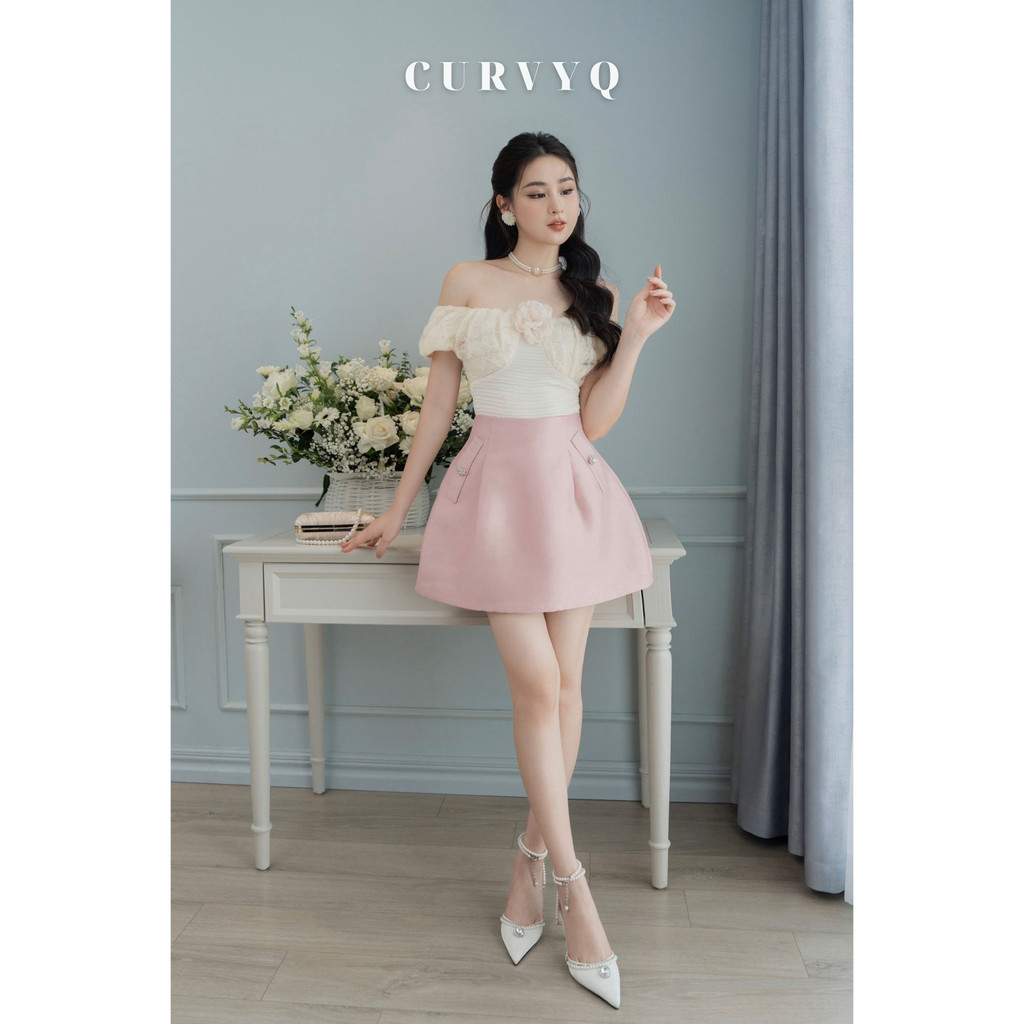 Chân Váy Tafta Túi Giả Dáng A Phồng Có Quần Thời Trang Thiết Kế Nữ CurvyQ