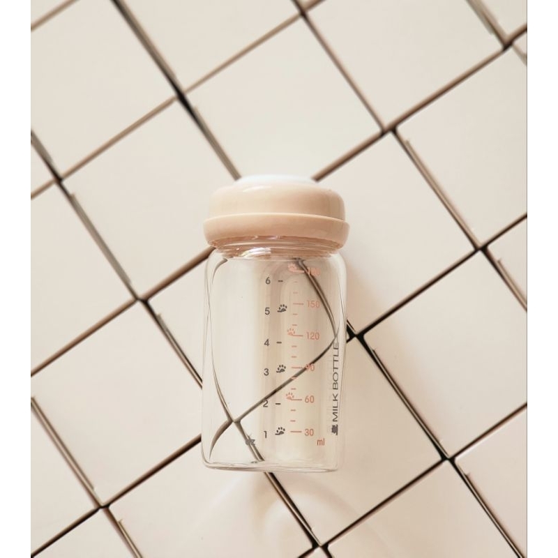 (MỚI HOT 2023) BÌNH TRỮ SỮA THỦY TINH CAO CẤP 180ML SNOWBEAR MÀU HỒNG