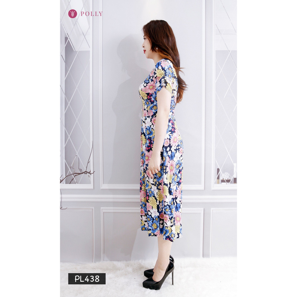 Đầm cho mẹ POLLY PL438 Đầm Xòe Trung Niên Size Lớn In Hoa Có Size Cho Người Mập