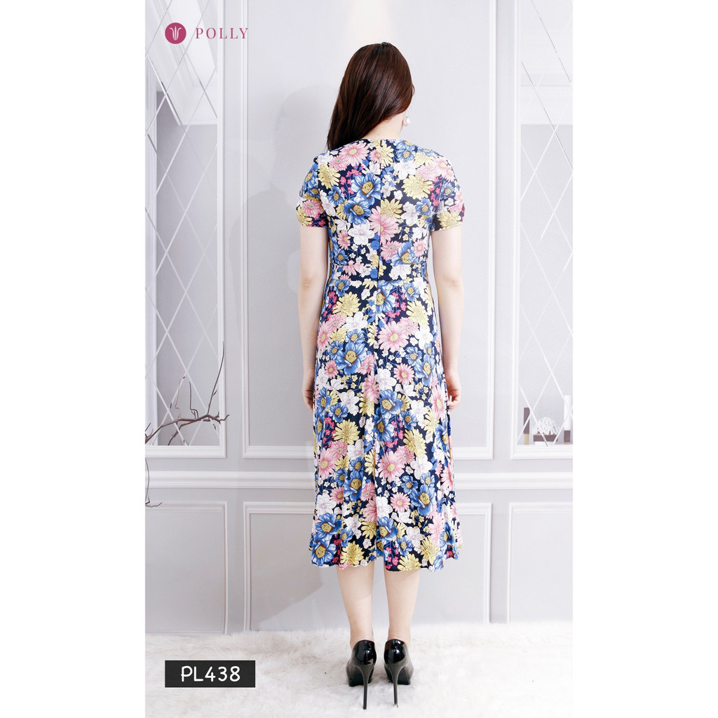 Đầm cho mẹ POLLY PL438 Đầm Xòe Trung Niên Size Lớn In Hoa Có Size Cho Người Mập