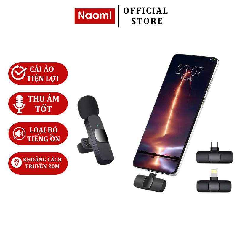 Micro Thu Âm Naomi Cài Áo Không Dây Lọc Tiếng Ồn Loại Bỏ Tạp Âm Cho Điện Thoại Nhỏ Gọn Tiện Dụng