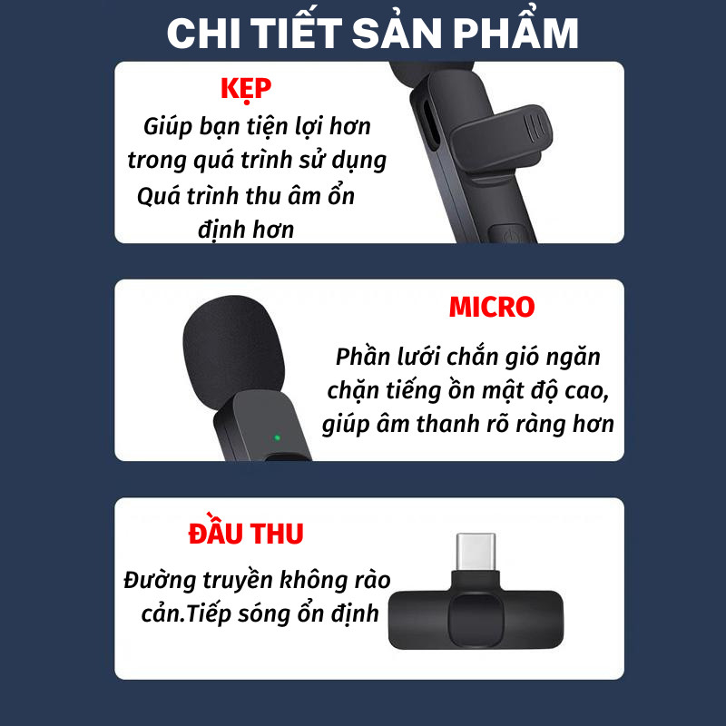 Mic Thu Âm Naomi Không Dây Cài Áo Lọc Tiếng Ồn Loại Bỏ Tạp Âm Cho Điện Thoại | BigBuy360 - bigbuy360.vn