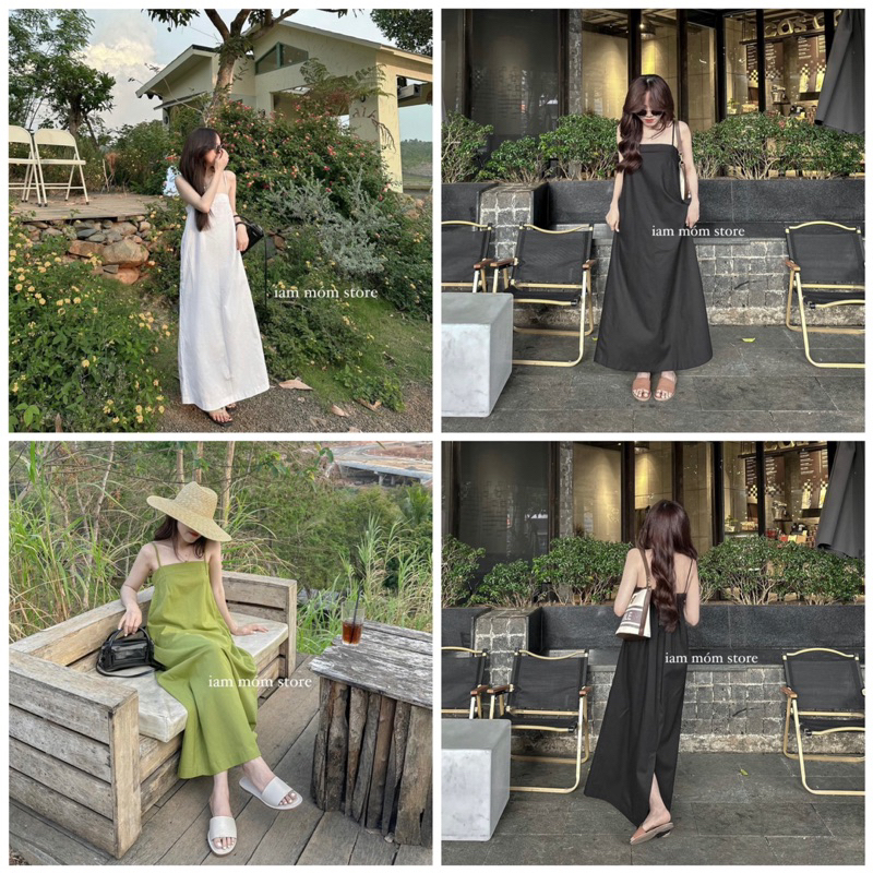 Muse Dress - Váy linen dài lưng chun co dãn