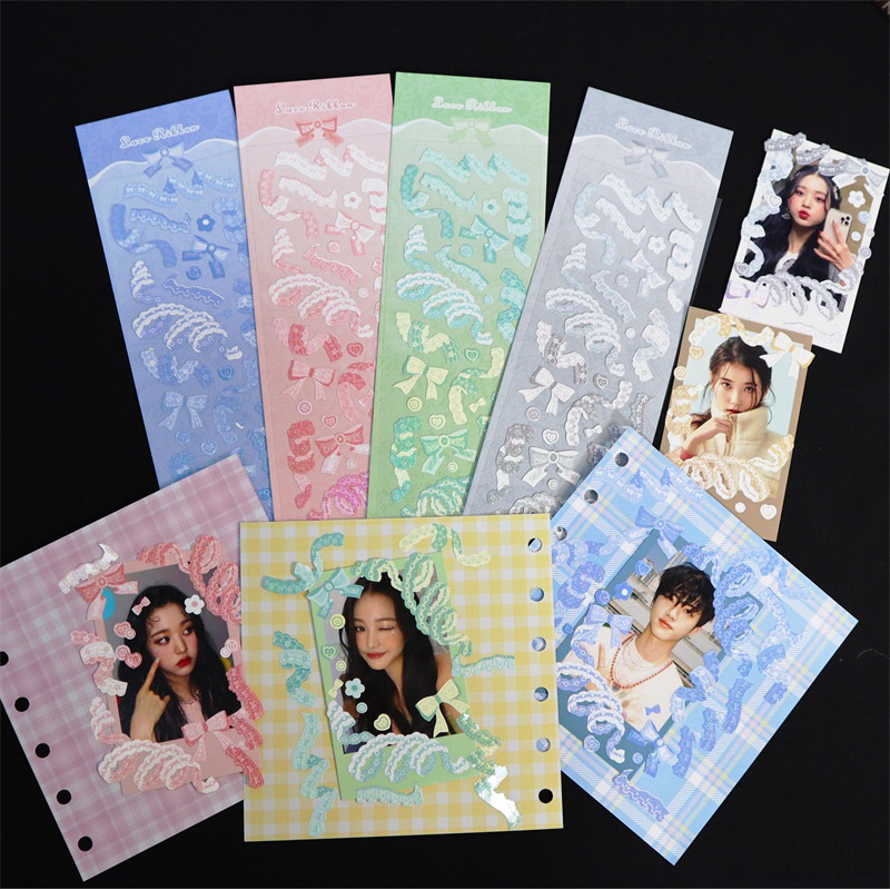Sticker trang trí ruy băng hologram hàn quốc xinh xắn