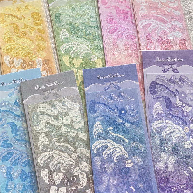 Sticker trang trí ruy băng hologram hàn quốc xinh xắn