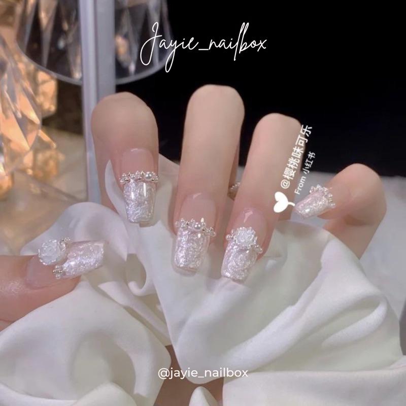 Nailbox Thiết Kế Cô Dâu Ánh Trai Tiểu Thư Tặng Set 5 Dụng Cụ Gắn Móng