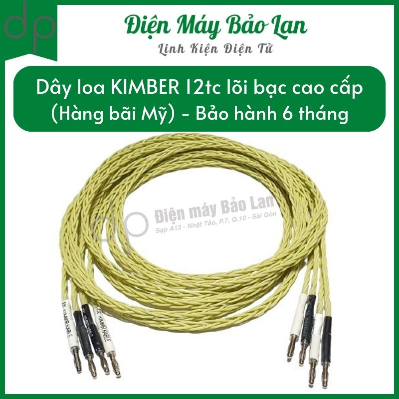 Dây loa Kimber 12tc lõi bạc cao cấp  màu vàng bơ dài 2.5 mét , BH 6 tháng - Điện Máy Bảo Lan