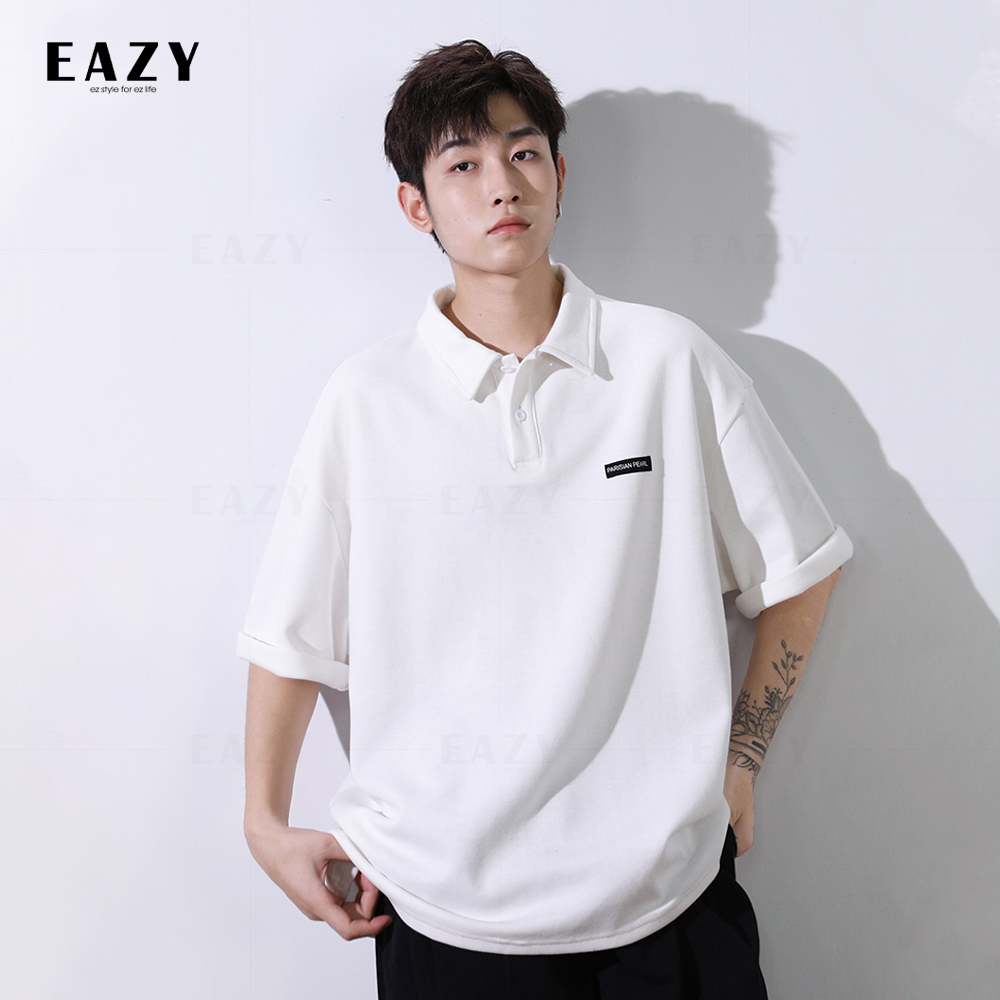 Áo polo nam tay lỡ form rộng thời trang EAZY - PL01 , Áo phông có cổ nam oversize chất liệu cao cấp màu đen trắng | BigBuy360 - bigbuy360.vn