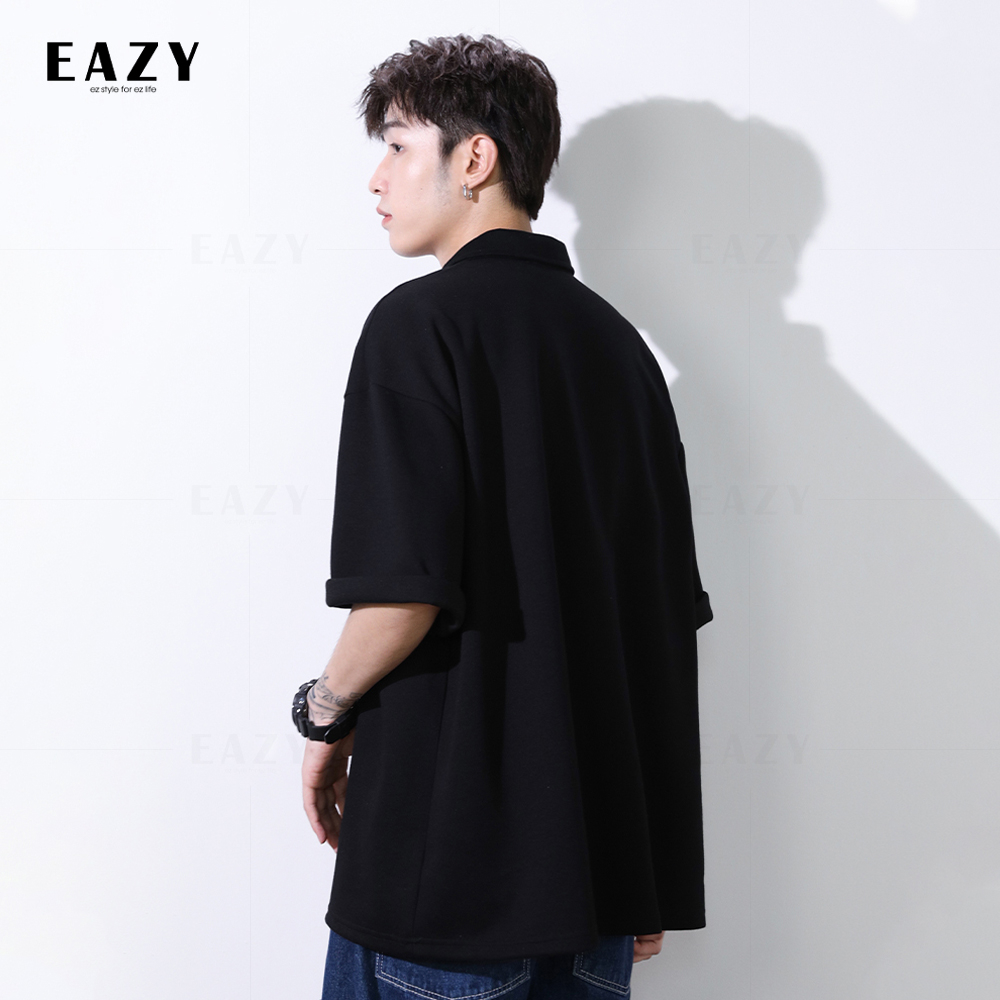 Áo polo nam tay lỡ form rộng thời trang EAZY - PL01 , Áo phông có cổ nam oversize chất liệu cao cấp màu đen trắng | BigBuy360 - bigbuy360.vn