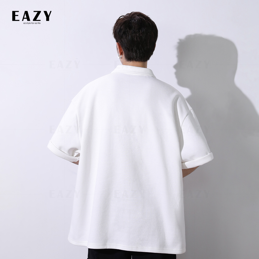 Áo polo nam tay lỡ form rộng thời trang EAZY - PL01 , Áo phông có cổ nam oversize chất liệu cao cấp màu đen trắng | BigBuy360 - bigbuy360.vn