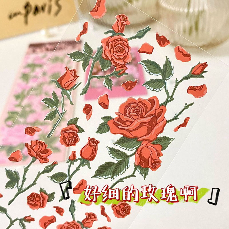 Sticker trang trí hoa hồng hàn quốc xinh xắn nhiều màu