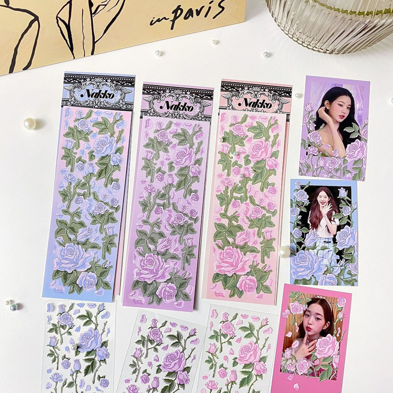 Sticker trang trí hoa hồng hàn quốc xinh xắn nhiều màu