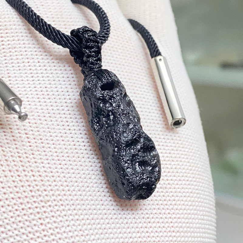 Dây chuyền Unisex - Đá thiên thạch Tektite thô -Tektite stone pendant