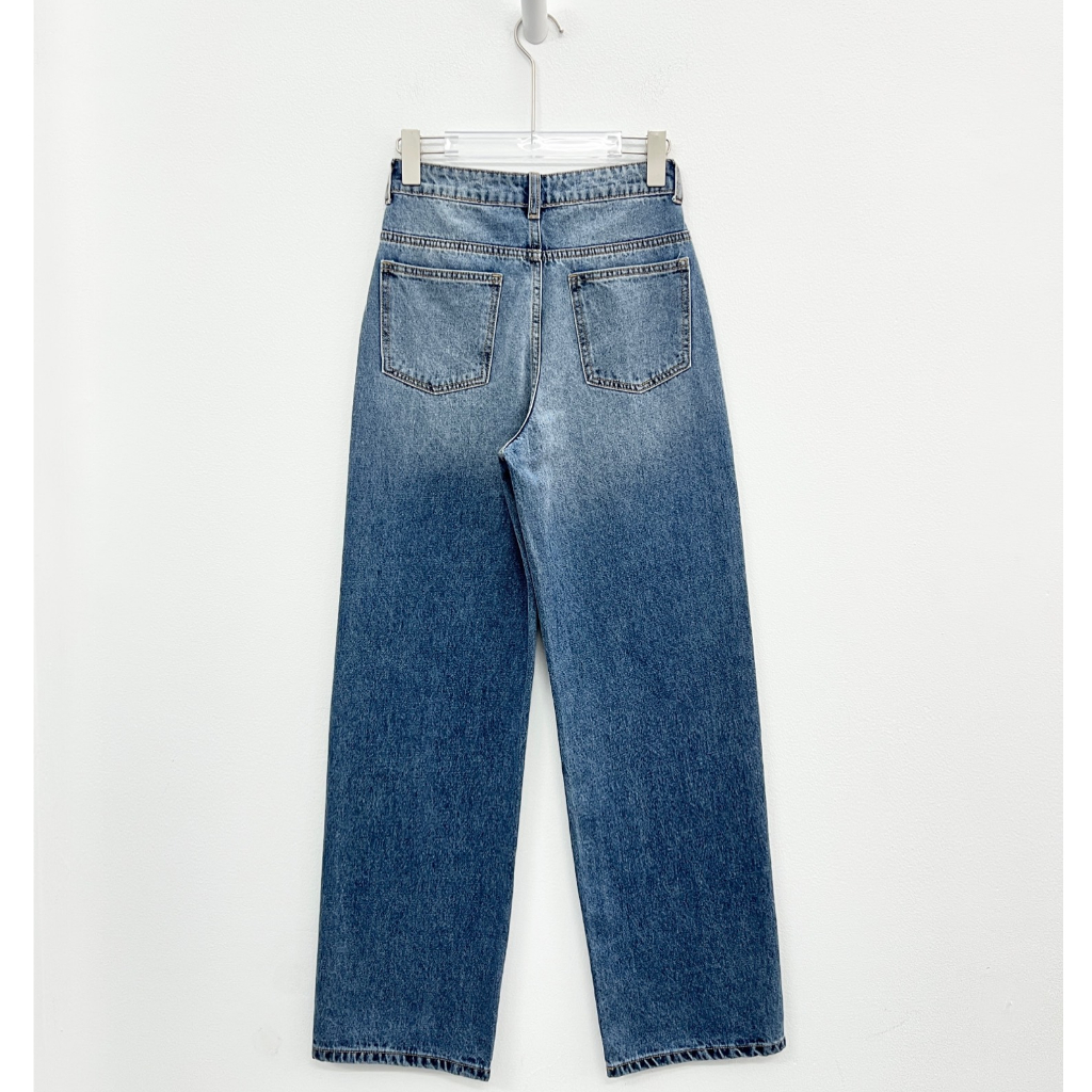Quần Jeans Nữ Ống Rộng, Lưng Cao, Phom Suông, Màu Xanh Wash Sáng Hot Trend