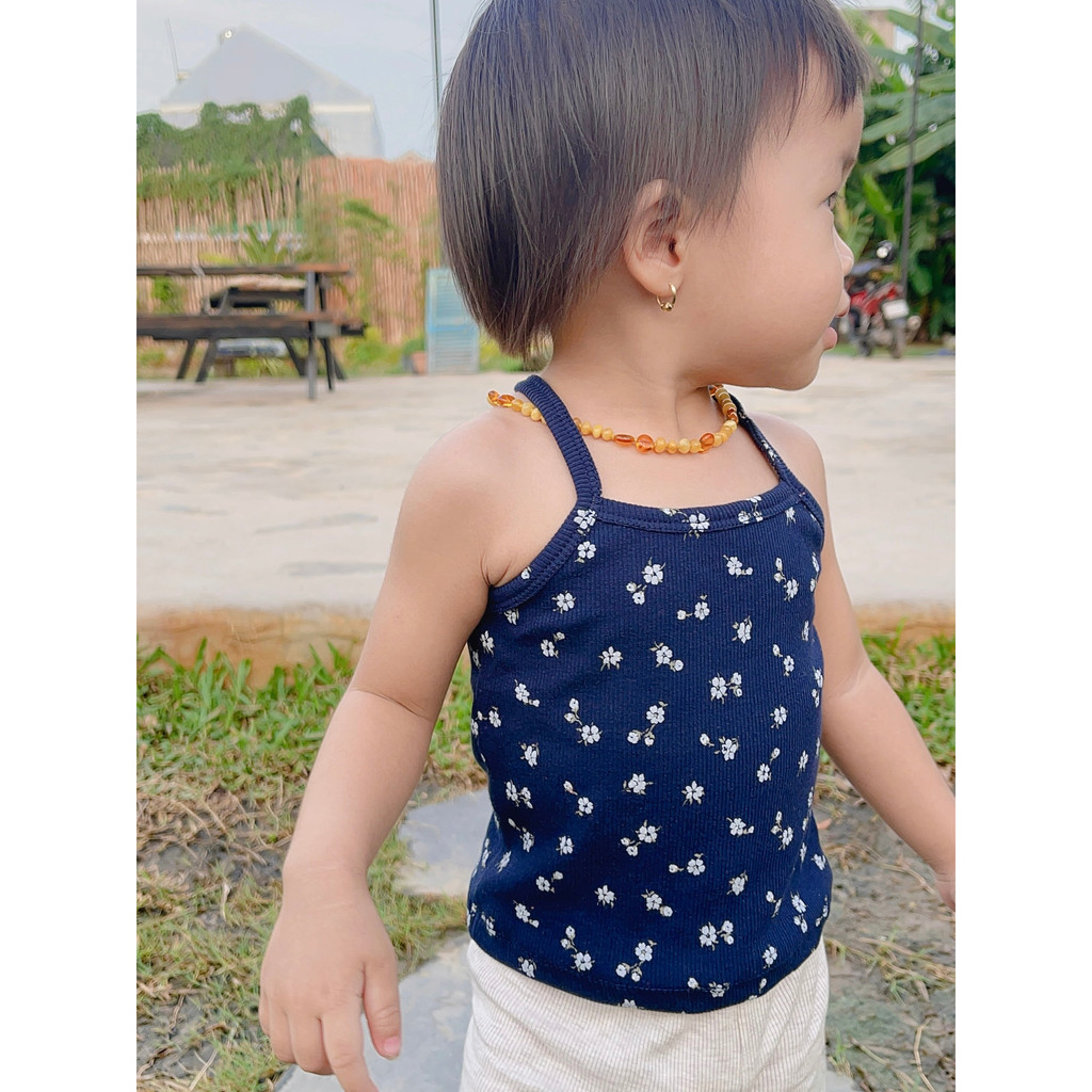 Áo 2 dây cho bé gái ôm body, áo dây chéo cho bé gái thun gân cotton 100% 7-27kg - TAOHOUSE